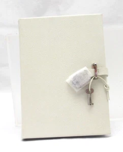 Bergdorf Goodman Diary with Padlock 8" Leather Hardcover Lined Pgs $95List WHITE - Picture 1 of 11