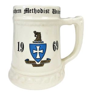 Southern Methodist University Ceramic Stein Cup Vtg 1969 Shield Crest Alton Logo - Picture 1 of 6