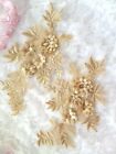 Embroidered 3D Appliques Gold Beige Floral Lace Mirror Pair (DH68) DIY