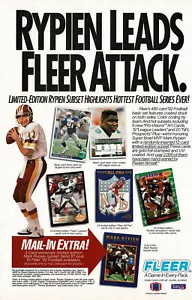 92 Tarjetas coleccionables de fútbol americano Fleer Mark Rypien comercio promoción anuncio impreso original - Imagen 1 de 1