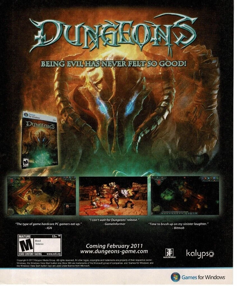 2011 Dungeons Video Game Vintage Print Ad - Image 1 of 1