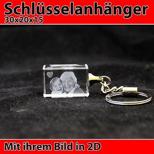 Schlüsselanhänger 2D Foto Glas Gravur Personalisierte Geschenkidee Muttertag NEU - Bild 1 von 5