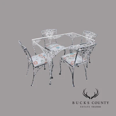 Vintage Five-Piece Wrought Iron Patio Dining Set - Image 1 of 4