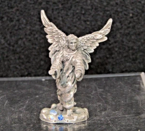 VTG Comstock CCI Pewter Guardian Archangel Wings Jeweled Diorama Mini Figurine - Picture 1 of 7