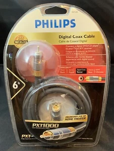 Phillips PXT1000 Series: PXT1205 6ft Digital Coax Cable 24K Gold Plated Connects - Picture 1 of 2