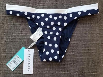¡Nuevo! Parte inferior de bikini brasileña Seafolly Spot On, EE. UU. 4, índigo Foto 1 de 4