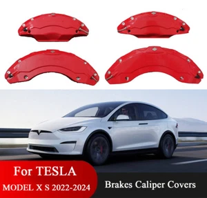 4Pcs New Brake Caliper Covers fit Tesla Model X Model S 2024 2025 Accessories - Foto 1 di 12