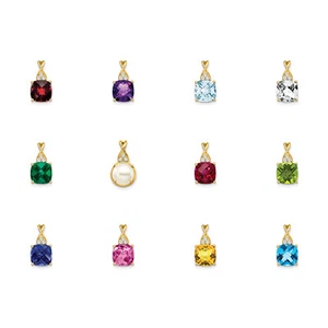 10k Yellow Gold Cushion Cut Gemstone & Diamond Birthstone Infinity Pendant - Picture 1 of 13