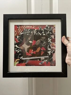 Framed Punk Rock  Art Collage Original Signed Graffiti Guitar Boot Red Black - Image 1 of 4