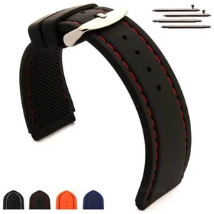 Gekerbte Ecken Silikon Gummi Uhrenarmband Band Wasserdicht 18 20 22 24 ASTRO MM - Bild 1 von 10