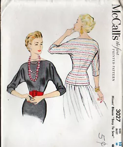 UNCUT Vintage 1954 McCALL's Sewing Pattern - Two Blouses - Easy to Sew - BUST 30 - Picture 1 of 3