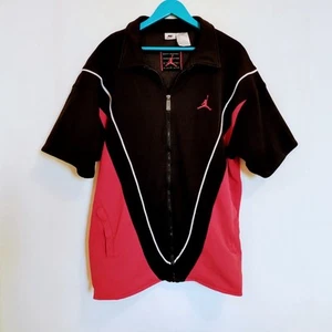 Vintage Nike Air Jordan Shirt XXL Rot Schwarz Chicago Bulls Full Zip Shooting 90s - Bild 1 von 13