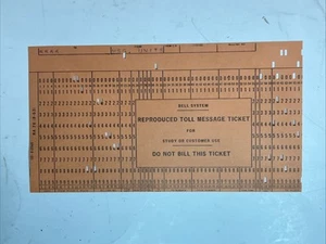 Vintage Mainframe Punch Card - Reproduced Toll Message Ticket - Afbeelding 1 van 2