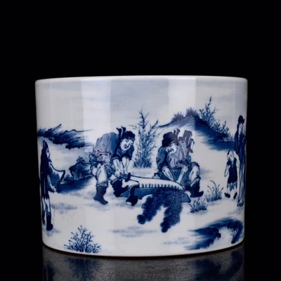 Pincéis chineses de porcelana azul e branca pintados à mão figuras padrão 8115 - Imagem 1 de 4
