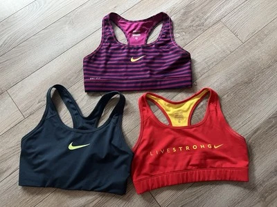 Nike Dri Fit Lot Of 3 Sports Bra Medium Racerback Purple Orange Black Wireless - Image 1 of 2