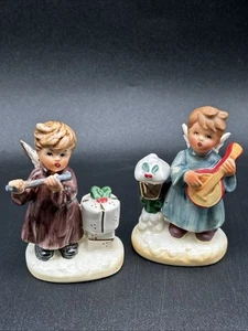 Vintage Mid Century Christmas Figurines Angel Boy Mandolin Flute Napcoware Japan - Picture 1 of 17