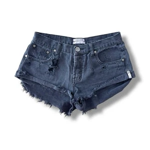 One Teaspoon Bandits 28" Micro Denim Shorts Distressed Jeans Twisted Hem Boho - Bild 1 von 10