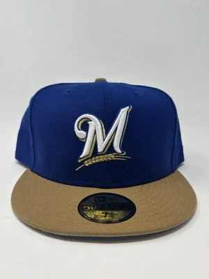 Gorra New Era Para Hombres 59Fifty MLB Milwaukee Brewers Lana Ajustada Talla 7 7/8 Leer Foto 1 de 4