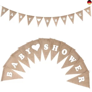 G2PLUS Leinen Baby Shower Wimpelkette,Baby Shower Wimpelkette, Vintage Leinen - Bild 1 von 7