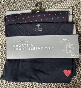 Marks & Spencer Mens Pure Cotton Pyjamas Shorts & Short Sleeve Top Size Medium - Picture 1 of 5