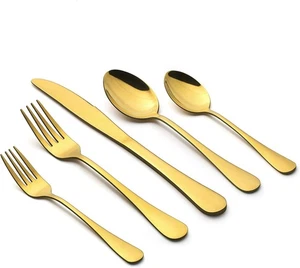 Gold Silverware Set, LIANYU 20 Piece Stainless Steel Flatware Cutlery Set for 4, - Picture 1 of 5