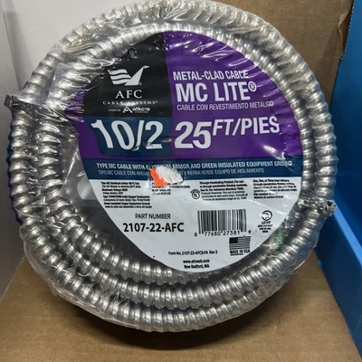 AFC Cable Systems 10/2 x 25 ft. Solid MC Lite Cable - Image 1 of 2