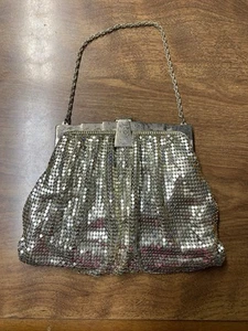 Vintage Whiting & Davis Co. Mesh Bag - Silver Metal Purse with Chain Strap - Picture 1 of 6