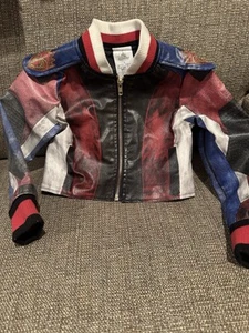 Disney Descendants Evie Kid’s Jacket Size 4 Red Black Faux Leather Full Zip - Picture 1 of 6