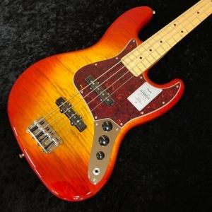 Fender 2024 Collection MIJ Hybrid II Jazz Bass Flame Sunset Orange Transparent - Picture 1 of 9