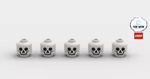 Lego Minifigure Skeleton Head (x5) Classic white Skull head (3626) Genuine & New - Picture 1 of 1