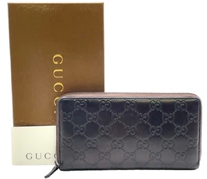 Auth GUCCI Guccissima Leather Brown307987 Round Zipper Long Wallet W/Box JA05000 - Picture 1 of 17