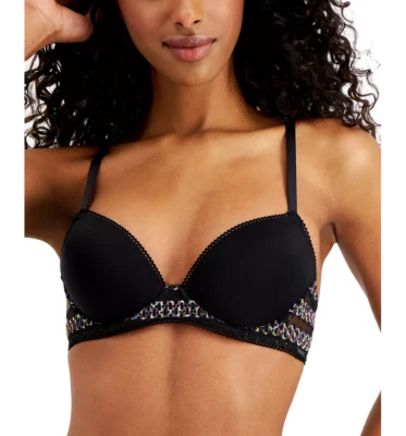 Calvin Klein Women Striped Lace Demi Bra Black Size 32C - Image 1 of 2