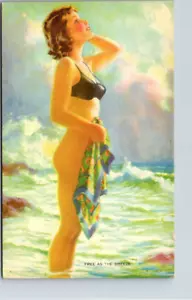 MUTOSCOPE PINUP - "FREE AS THE BREEZE" - HARRIS - GG - VINTAGE ARCADE CARD - Picture 1 of 2