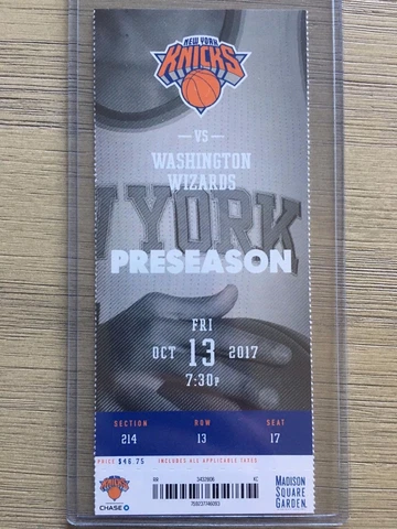 2017-18 New York Knicks NBA Official Mint Ticket Stubs - pick any game! Cover