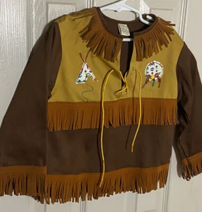 1950s Native American Indian Western Halloween costume 2pc Vintage Boys Size-6 - Picture 1 of 11
