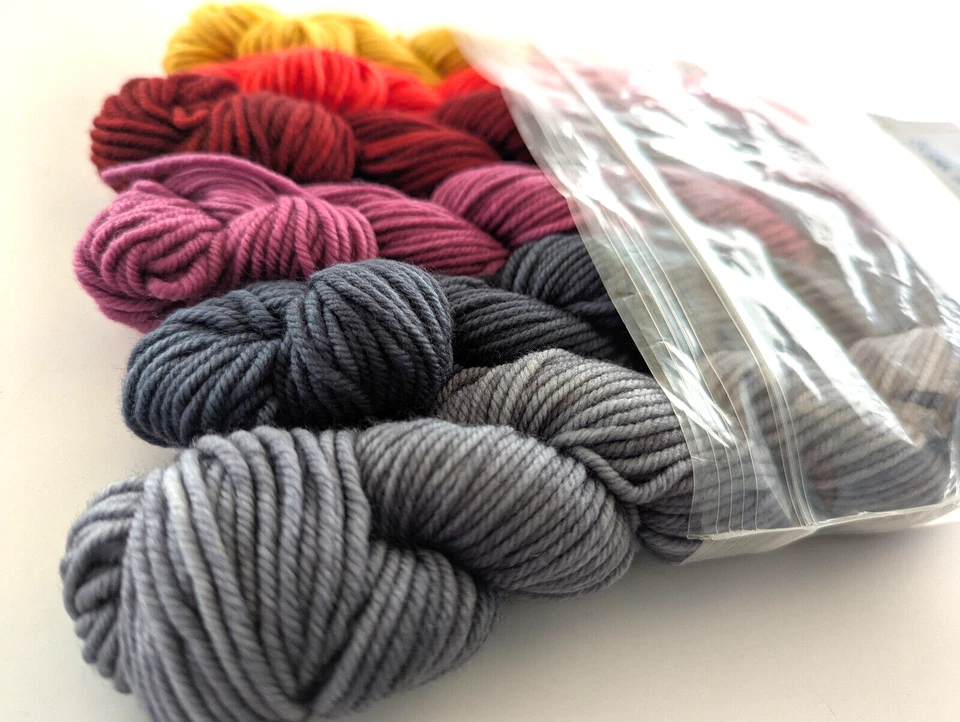 Kit de degradado cambiante de hilos Sunshine 6x75 yardas/100 gm teñido a mano SW Merino DK Foto 1 de 2
