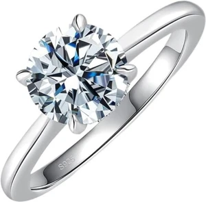 Elio Passero Engagement Rings for Women, 925 Sterling Silver CZ Round SIZE 7 - Picture 1 of 5