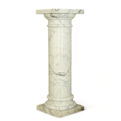 Colonne En Marbre Blanc De Carrare Design Italien Décor Maison Jardin H 80cm - Photo 1/2