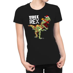 1Tee Damen Tree Rex - Gefangen in Weihnachtsbeleuchtung und Lametta T-Shirt - Bild 1 von 25