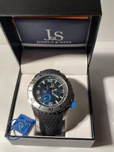 Joshua and Sons Multi-function black dial, black silicone strap, men's watch. - Picture 1 of 8