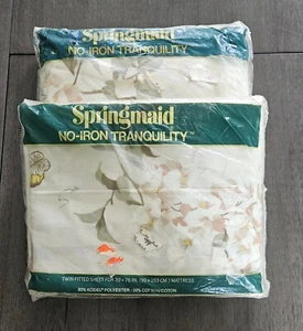 Vtg Springmaid No-Iron Tranquility Twin Fitted Sheet 39X76 Key Largo NOS Lot 2 - Picture 1 of 7