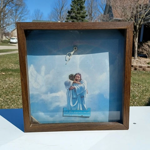 Vintage Hugging Jesus Christian Catholic Religious Religion Wood Clock 14x14x4 Cover