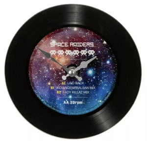 Retro Space Raiders Record Player Novelty Vintage Glass Wall Clock 17cm x 17cm - Picture 1 of 3
