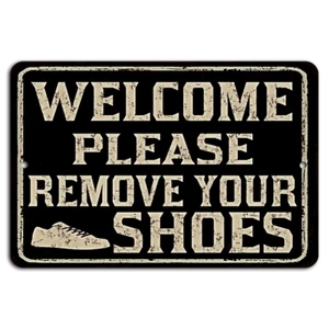 Welcome Mat: Rustic Black Shoe-Free Zone Sign - Picture 1 of 1