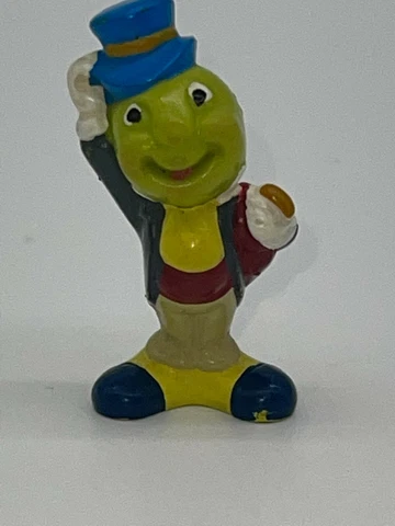 VTG Pinocchio Jiminy Cricket 2" PVC Figure Disney Cake Topper Hand on Hat Small Cover