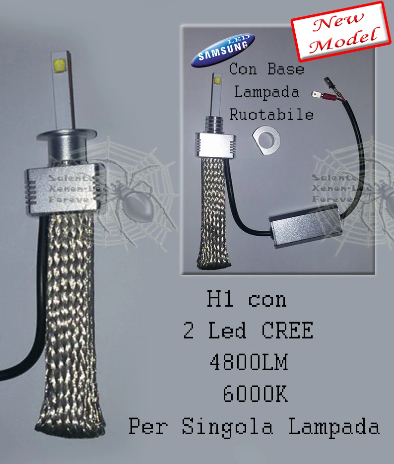 Lampada H1 4800LM 60W 6000K LED CREE CANBUS Ana/Abba OK FARO LENTE LENTICOLARE - Immagine 1 di 1