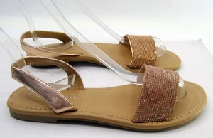 new City classified  GOLD SLIP ON  OPEN TOE  Sandals  WOMEN Size  6 - Picture 1 of 6