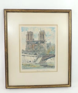 PARIS NOTRE-DAME Cathedral Original Watercolor Painting by Pierre Eugene Cambier - Picture 1 of 9