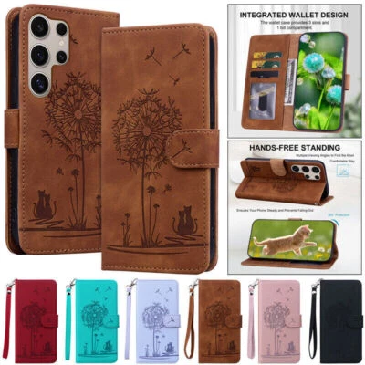 PU Leather Cat Wallet Phone Case For Samsung S24 S23 S22 S21 S20 Ultra S10 S20FE - Image 1 of 4