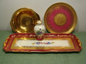 Porcelaine d'Art Limoges J. Lavit Flowers  Dresser set Tray, Vase, Bowl, Plate - Picture 1 of 12
